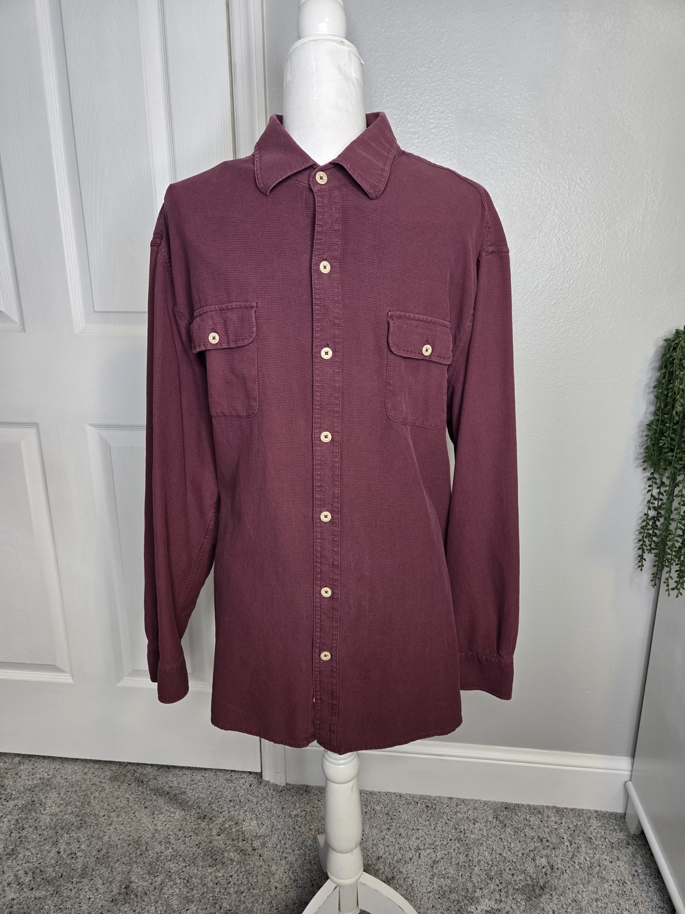 Nat Nast Luxury Originals XL Silk Cotton Shirt - Burgundy Claret Retro Button Up
